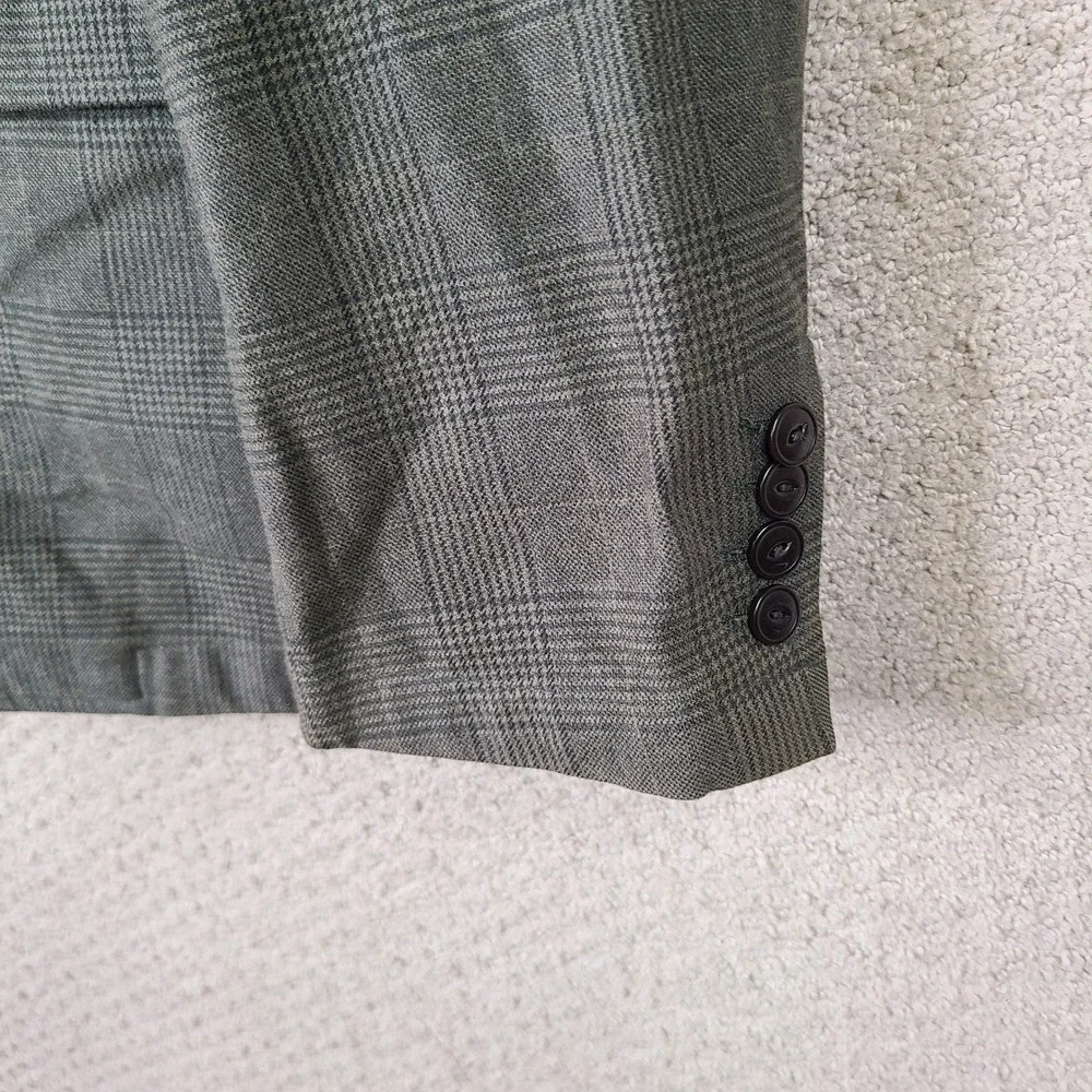 UNTUCKit Jacket Mens 48R Gray Glen Plaid Blazer 2 Button Cotton Blend Stretch